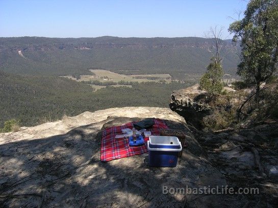 Picnic on the cliff in The Blue Mountains near Sydney, Australia.