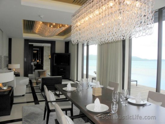 View of dining room and living room of the Royal Villa at Conrad Koh Samui