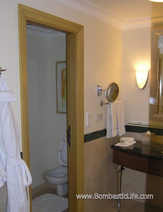 Bathroom of a guest room in the Four Seasons Hotel in Amman, Jordan - a five-star, luxury hotel in Jordan.
