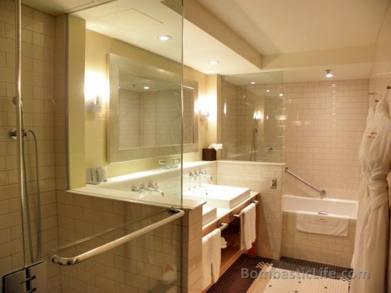 Bathroom of our Suite at Auberge Saint-Antoine Hotel – Quebec City