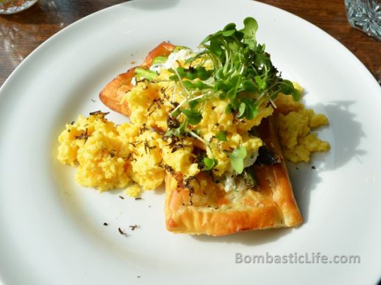 Asparagus - Scrambled Eggs with Puff Pastry, Ricotta and Truffle  