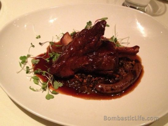 Red Wine Braised Lamb Shank with du puy lentils and house made merguez sausage ragout at Ravine Vineyard Restaurant