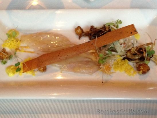 Cobia Sashimi with fennel salad and saffron couscous at George Restaurant in Toronto