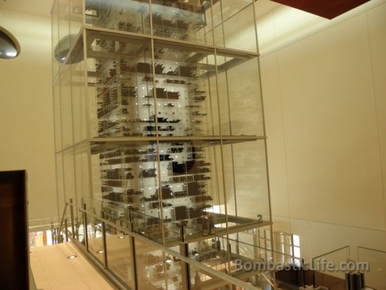 Wine tower at Aureole Restaurant at Mandalay Bay in Las Vegas, NV.