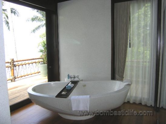 Bathroom of Beach Front Villa - Four Seasons Resort Koh Samui.  The view from here is stunning!