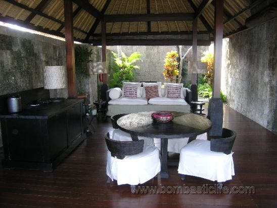 Outdoor Living Room of our Sea Cliff Villa at Bulgari Hotel and Resort in Bali