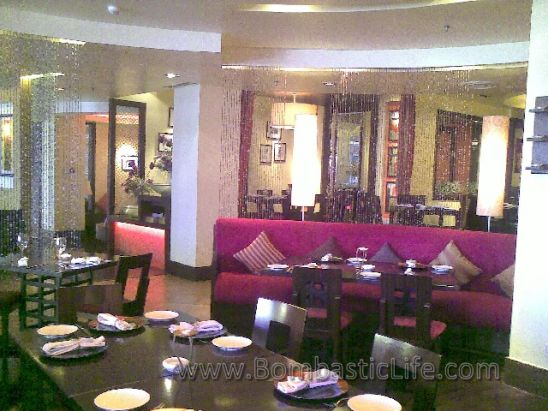 The chic and trendy dining room of Asha's Indian Restaurant at the Crescent in Salmiya, Kuwait