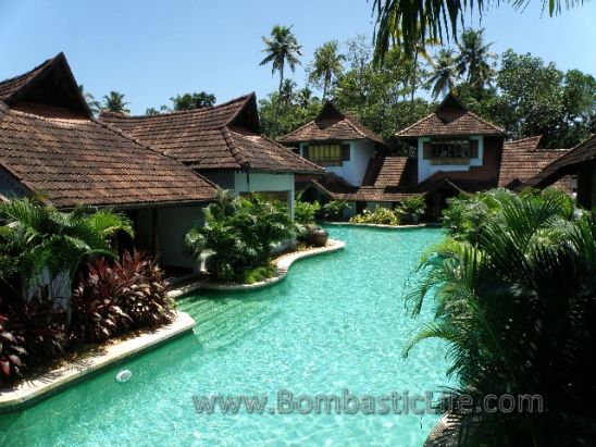 Meandering pool at Kumarakom Lake Resort - India.  This pool is shared a number of villas.