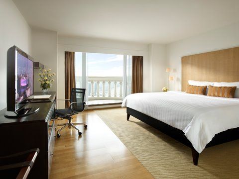 Bedroom of a Luxury Tower Club Suite at lebua at State Tower in Bangkok, Thailand.