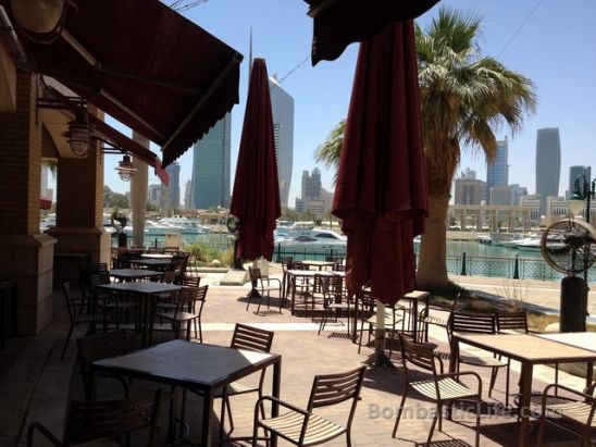 Outdoor seating at La Marina Restaurant and Cafe at Sharq Mall in Kuwait