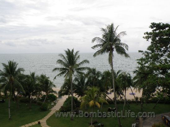 View of the beach from our balcony at Shangri-La Rasa Sayang Resort - Penang, Malaysia