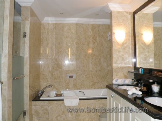 Bathroom of the master suite in a  two bedroom suite at The Ritz-Carlton Hotel in Kuala Lumpur, Malaysia.