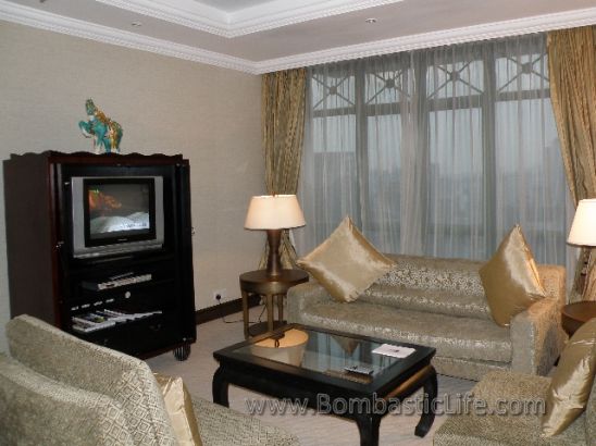 Living room of a two bedroom suite at The Ritz-Carlton Hotel in Kuala Lumpur, Malaysia.