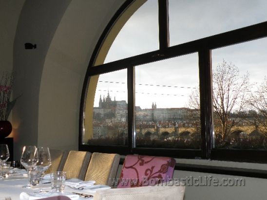 Be sure to book a table with a view of the castle.  The view during the day is nice, as you can see here, but at night it is bombastic!