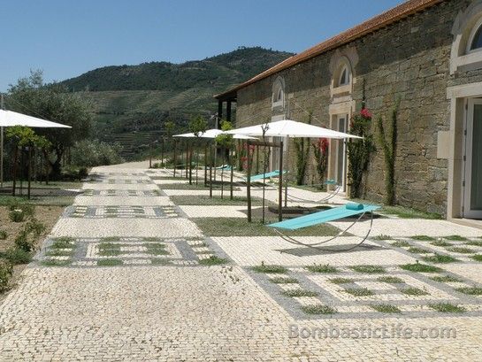 Courtyard outside the indoor pool at Quinta da Romaneira - Douro Valley, Portugal.