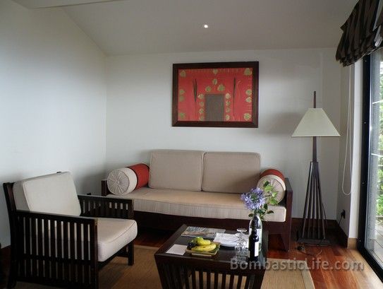 View of Living Room from the Bedroom of Goa Villa at Choupana Hills Resort in Madeira, Portugal