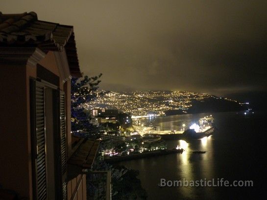 Night view from our balcony at Reid's Palace Hotel in Madeira, Portugal. 