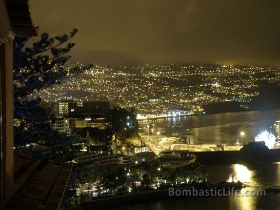 Night view from our balcony at Reid's Palace Hotel in Madeira, Portugal. 
