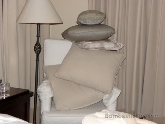 This is how housekeeping left the pillows one night at the Royal Palms Resort and Spa in Phoenix, AZ.
