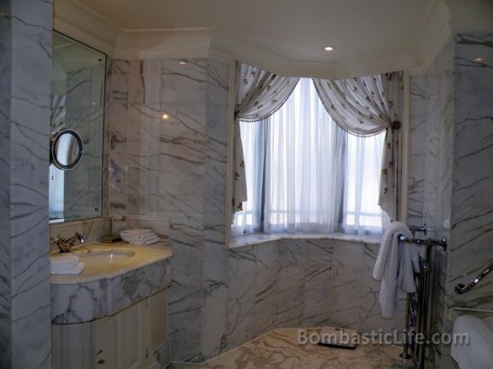 Master Bathroom of the Mayfair Suite at The Dorchester Hotel in London, England 