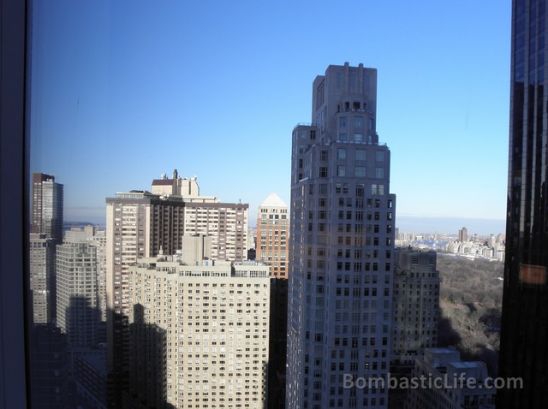 View from our Central Park View Suite at the Mandarin Oriental Hotel in New York, NY.