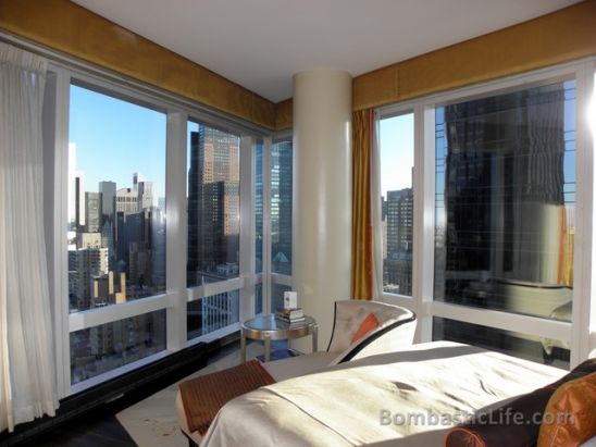 Bedroom of our Central Park View Suite at the Mandarin Oriental Hotel in New York, NY.