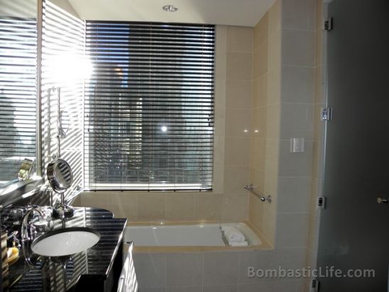 Bathroom of our Central Park View Suite at the Mandarin Oriental Hotel in New York, NY.