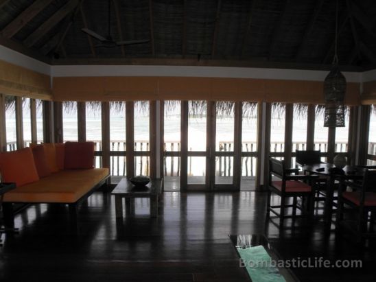 Living Room of a Crusoe Residence at Soneva Gili by Six Senses in the Maldives.