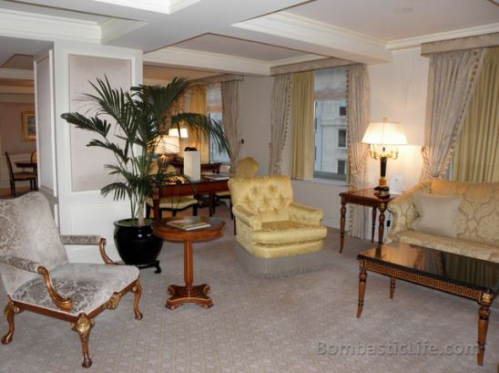 Living Room of our Premiere Suite at The Ritz Carlton New York, Central Park – New York, NY.