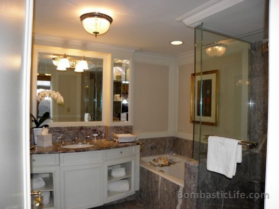 Bathroom of our Premiere Suite at The Ritz Carlton New York, Central Park – New York, NY.