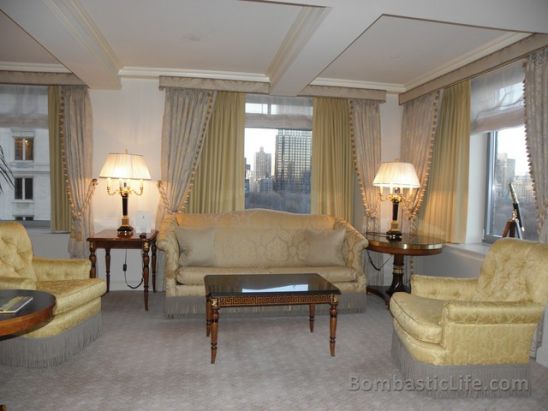 Living Room of our Premiere Suite at The Ritz Carlton New York, Central Park – New York, NY.