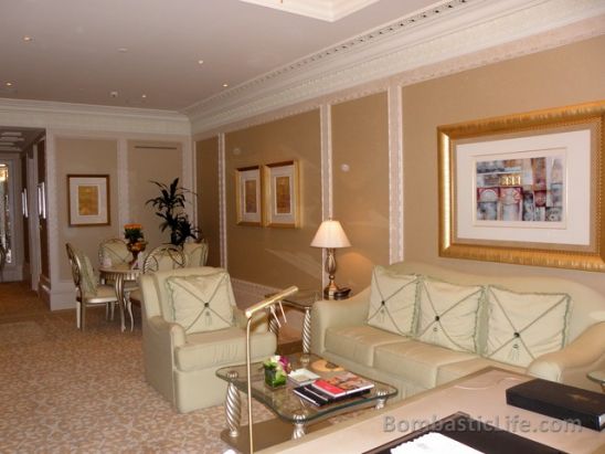 Living Room of a Khaleej Suite at the Emirates Palace in Abu Dhabi, UAE.