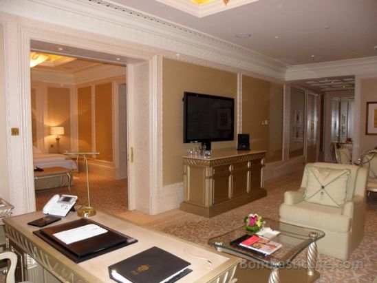 Living Room and Entrance of a Khaleej Suite at the Emirates Palace in Abu Dhabi, UAE.