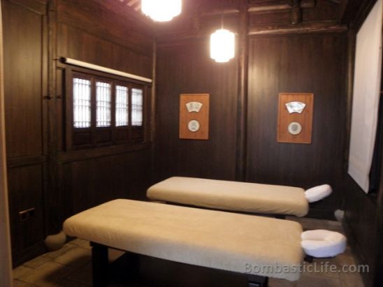Private massage room in Deluxe Village Suite Number 8 at Amanfayun Resort - Hangzhou, China.