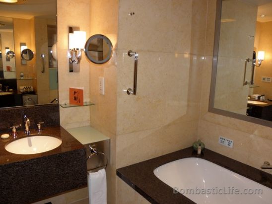 Bathroom of a Beijing Suite at the Peninsula Hotel in Beijing, China. 