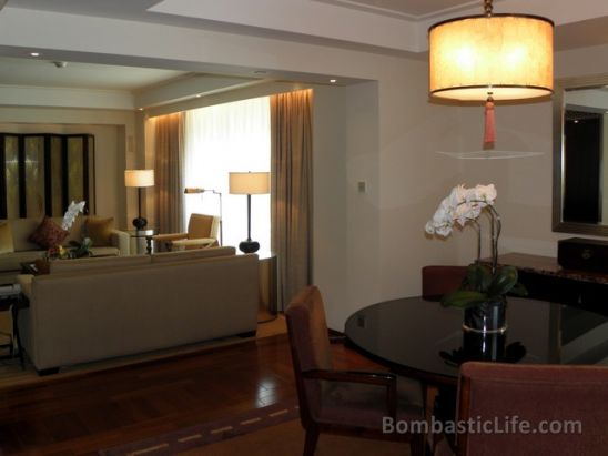 Dining and Living Rooms of a Beijing Suite at the Peninsula Hotel in Beijing, China. 