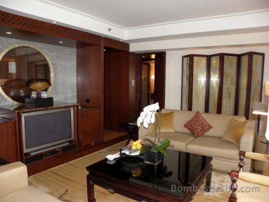 Living Room of a Beijing Suite at the Peninsula Hotel in Beijing, China. 