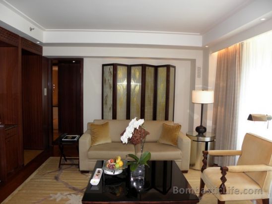 Living Room of a Beijing Suite at the Peninsula Hotel in Beijing, China. 