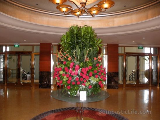 Lobby of the Fullerton Hotel in Singapore.