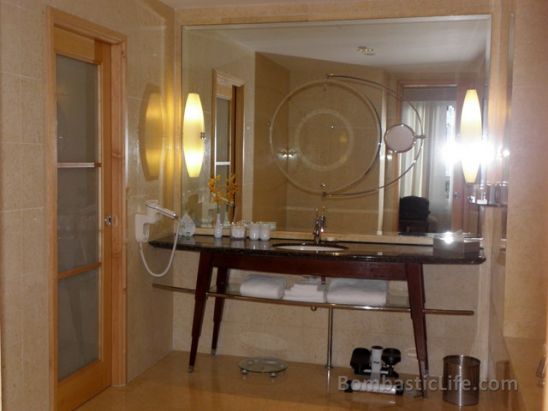 Bathroom of a Fullerton Suite at Fullerton Hotel in Singapore.