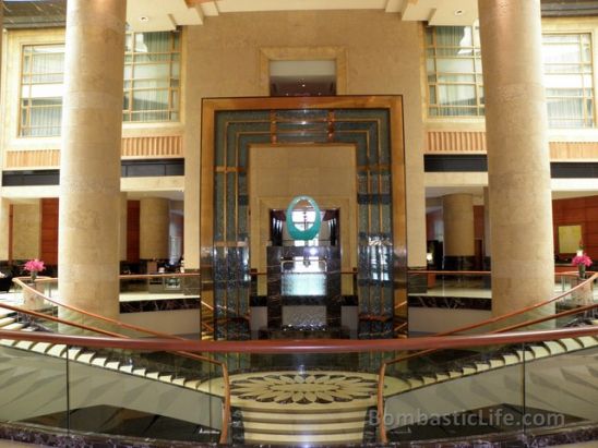 Lobby of the Fullerton Hotel in Singapore.