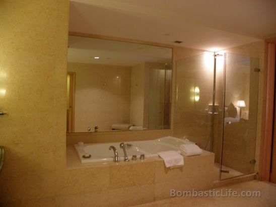 Bathroom of a Fullerton Suite at Fullerton Hotel in Singapore.