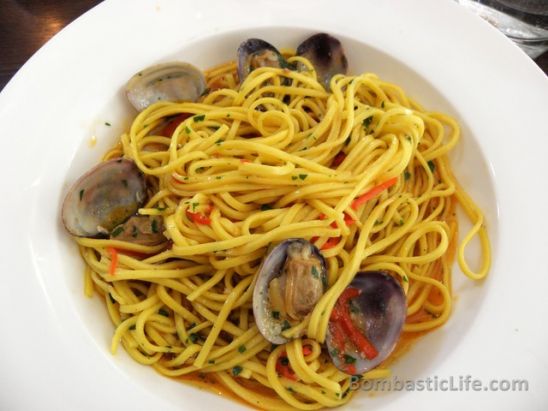 Picture of the clam, chili and garlic linguine at The Botanist on Sloane Street in London.