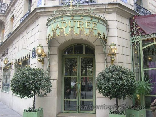 Laduree Restaurant in Paris, a great place for chocolate, pastries and coffee.  The perfect café in Paris for breakfast, lunch, or dinner.