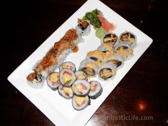 Sushi at Republic Restaurant in downtown Grand Rapids, MI - Dynamite Roll, Monster Roll and Surf-Turf Roll.  
