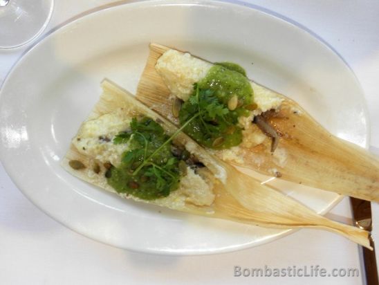 Sweet Corn Tamales at Mustards Grill in Napa Valley, CA
