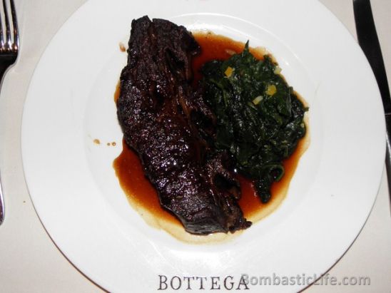 Smoked & Braised Natural Short Ribs preserved Meyer-lemon spinach, smokey jus at Bottega in Napa Valley.