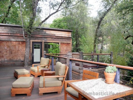 Outdoor Living Area of an Oak Creek Spa Lodge at Calistoga Ranch in Napa Valley. 