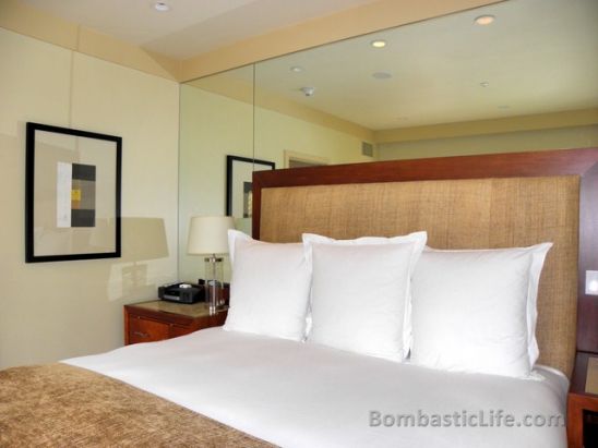 Master Bedroom of an Oak Creek Spa Lodge at Calistoga Ranch in Napa Valley. 