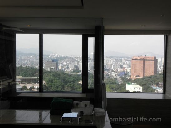 View from the Living Room of Premier Suite 1201 at The Banyan Tree Hotel in Seoul, Korea.